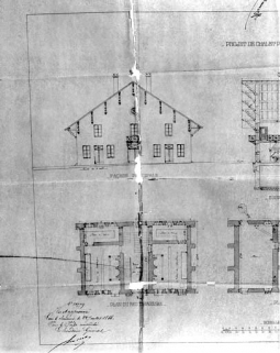 Projet de chalet pour la commune de Censeau [façade principale et plan du rez de chaussée]. © Région Bourgogne-Franche-Comté, Inventaire du patrimoine