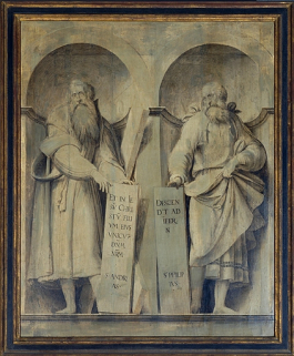 Grisaille : saint André et saint Philippe. © Région Bourgogne-Franche-Comté, Inventaire du patrimoine