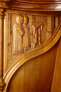 Parclose à gauche de la sixième stalle haute. © Région Bourgogne-Franche-Comté, Inventaire du patrimoine