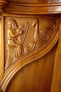 Parclose à gauche de la cinquième stalle haute. © Région Bourgogne-Franche-Comté, Inventaire du patrimoine