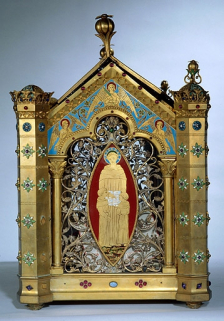 Vue d'une petite face avec saint Oyend enseignant. © Région Bourgogne-Franche-Comté, Inventaire du patrimoine