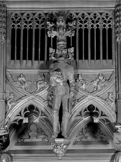 Vue de la seizième statuette du dais : saint Victor d'Agaune. © Région Bourgogne-Franche-Comté, Inventaire du patrimoine
