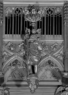 Vue de la onzième statuette du dais : saint Christophe. © Région Bourgogne-Franche-Comté, Inventaire du patrimoine