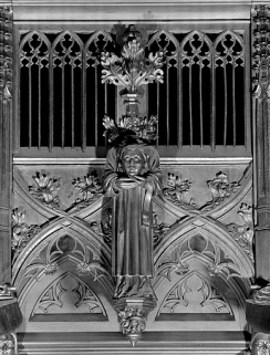 Vue de la seizième statuette du dais : saint Ferréol ou saint Ferjeux. © Région Bourgogne-Franche-Comté, Inventaire du patrimoine