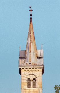 Dernier étage du clocher et flèche. © Région Bourgogne-Franche-Comté, Inventaire du patrimoine Dernier étage du clocher et flèche. © Région Bourgogne-Franche-Comté, Inventaire du patrimoine