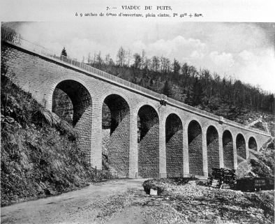 Viaduc du Puits [élévation sud-est (aval), vue de trois quarts gauche], [1919]. © Région Bourgogne-Franche-Comté, Inventaire du patrimoine
