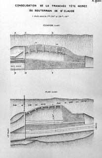 Consolidation de la tranchée tête Morez du souterrain de St Claude [...] Plan [et] Elévation, [1919]. © Région Bourgogne-Franche-Comté, Inventaire du patrimoine