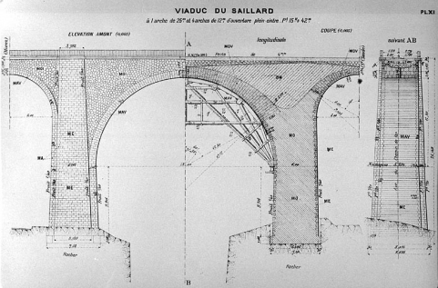 Elévation amont [et] Coupe [de l'arche centrale et d'une pile], [1919]. © Région Bourgogne-Franche-Comté, Inventaire du patrimoine