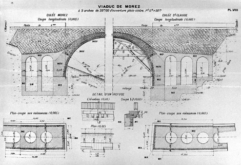 [Culées : coupes et] Détail d'un refuge [plan, coupe et élévation], [1919]. © Région Bourgogne-Franche-Comté, Inventaire du patrimoine