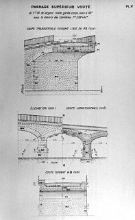 Passage supérieur voûté [... Coupes et élévation], [1919]. © Région Bourgogne-Franche-Comté, Inventaire du patrimoine