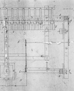 Plan de la machine : détail de la partie droite du plan. © Région Bourgogne-Franche-Comté, Inventaire du patrimoine