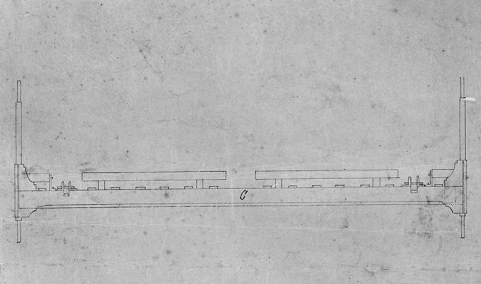 Elévation partielle de la face postérieure : détail du plan montrant une partie du bâti mobile. © Région Bourgogne-Franche-Comté, Inventaire du patrimoine
