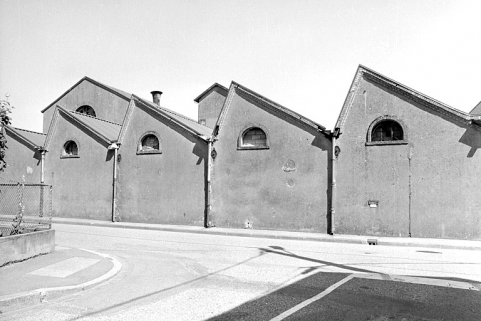 Murs-pignons ouest de l'atelier de la filature sur la rue du Salbert. © Région Bourgogne-Franche-Comté, Inventaire du patrimoine
