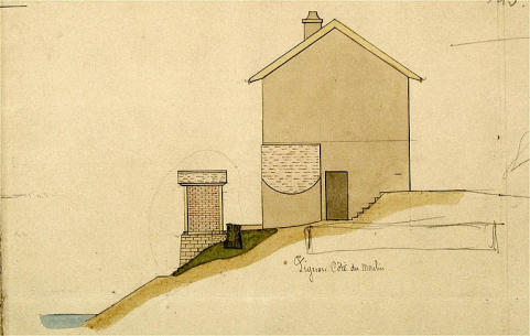 Maison éclusière n° 50 à St Paul - 1880 [détail : ] Pignon côté du moulin. © Région Bourgogne-Franche-Comté, Inventaire du patrimoine