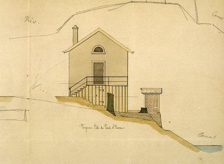 Maison éclusière n° 50 à St Paul - 1880 [détail : ] Pignon côté du Pont St-Pierre. © Région Bourgogne-Franche-Comté, Inventaire du patrimoine