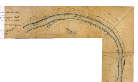 Avant-projet d'amélioration du canal. Plan du bief n° 49 du sud [détail : de la Malate à la Porte Taillée], 1847. © Région Bourgogne-Franche-Comté, Inventaire du patrimoine