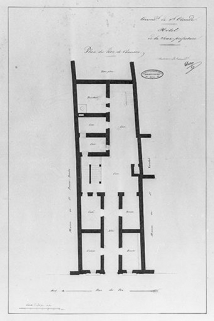 Plan du rez-de-chaussée par Joseph-Marie Dalloz, architecte de la ville, s.d. [19e siècle]. © Région Bourgogne-Franche-Comté, Inventaire du patrimoine