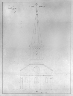 Construction d'un clocher : élévation principale, 1850. © Région Bourgogne-Franche-Comté, Inventaire du patrimoine Construction d'un clocher : élévation principale, 1850. © Région Bourgogne-Franche-Comté, Inventaire du patrimoine