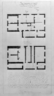 Projet d'appropriation et de séparation du presbytère et de la maison d'école de la commune de la Mouille : plans du rez-de-chaussée et de l'étage, 1850. © Région Bourgogne-Franche-Comté, Inventaire du patrimoine Projet d'appropriation et de séparation du presbytère et de la maison d'école de la commune de la Mouille : plans du rez-de-chaussée et de l'étage, 1850. © Région Bourgogne-Franche-Comté, Inventaire du patrimoine