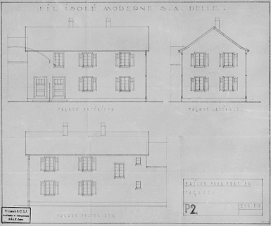 Fil Isolé Moderne S.A. Delle - Maison pour portier. Façades - P 2 [élévations]. © Région Bourgogne-Franche-Comté, Inventaire du patrimoine