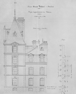 Projet d'agrandissement du château. Monsieur Armand Viellard à Morvillars. Façade latérale du sud-est. © Région Bourgogne-Franche-Comté, Inventaire du patrimoine