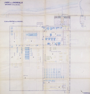 Lainière de la Savoureuse S.A., plan de montage des machines. © Région Bourgogne-Franche-Comté, Inventaire du patrimoine