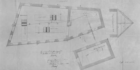 Plan-masse de l'atelier de parage et du bâtiment de la machine à vapeur. © Région Bourgogne-Franche-Comté, Inventaire du patrimoine