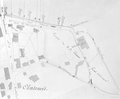 Plan des lieux [...] sur la demande des sieurs Vermot et Lehmann, tendant à réunir les 2 chutes en une seule. © Région Bourgogne-Franche-Comté, Inventaire du patrimoine