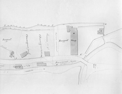 Plan à joindre au rapport [...] pour les propriétés situées le long du canal dit des Mines appartenant au sieur Boigeol et alimentant son tissage mécanique [...]. © Région Bourgogne-Franche-Comté, Inventaire du patrimoine