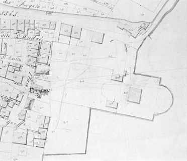 Grandvillard. Section E dite le village [plan-masse et de situation extrait du plan cadastral napoléonien]. © Région Bourgogne-Franche-Comté, Inventaire du patrimoine