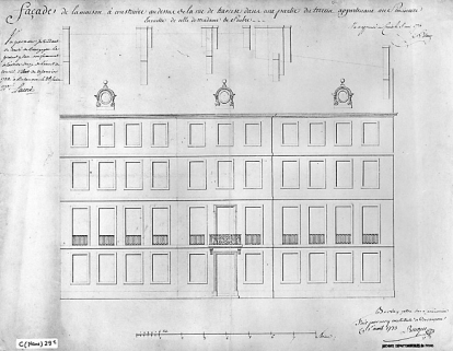 Elévation de la façade antérieure. © Région Bourgogne-Franche-Comté, Inventaire du patrimoine