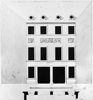 Elévation de la façade sur cour. © Région Bourgogne-Franche-Comté, Inventaire du patrimoine