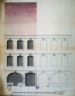 Elévation de la partie gauche de la façade sur rue. © Région Bourgogne-Franche-Comté, Inventaire du patrimoine Elévation de la partie gauche de la façade sur rue. © Région Bourgogne-Franche-Comté, Inventaire du patrimoine