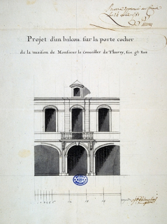 Projet d'un balcon sur la façade sur rue. © Région Bourgogne-Franche-Comté, Inventaire du patrimoine