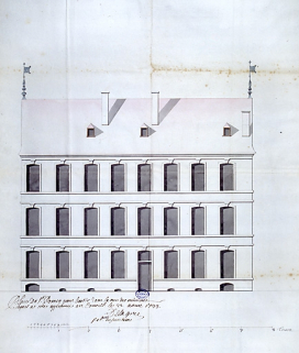 Elévation de la façade sur rue. © Région Bourgogne-Franche-Comté, Inventaire du patrimoine