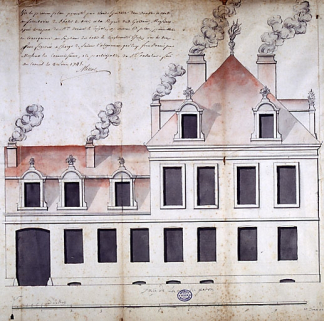 Elévation de la façade latérale gauche. © Région Bourgogne-Franche-Comté, Inventaire du patrimoine