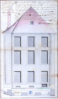 Elévation de la partie droite de la façade sur rue. © Région Bourgogne-Franche-Comté, Inventaire du patrimoine