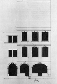 Elévation de la partie droite de la façade sur rue. © Région Bourgogne-Franche-Comté, Inventaire du patrimoine Elévation de la partie droite de la façade sur rue. © Région Bourgogne-Franche-Comté, Inventaire du patrimoine