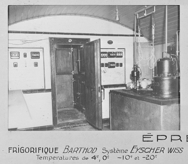 Epreuves thermiques. Frigorifique Barthod Système Eyscher Wiss. Températures de 4°, 0°, -10° et -20°, entre 1932 et 1934. © Région Bourgogne-Franche-Comté, Inventaire du patrimoine Epreuves thermiques. Frigorifique Barthod Système Eyscher Wiss. Températures de 4°, 0°, -10° et -20°, entre 1932 et 1934. © Région Bourgogne-Franche-Comté, Inventaire du patrimoine