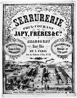 Publicité Japy Frères et Cie [page extraite d'un catalogue de la société]. © Région Bourgogne-Franche-Comté, Inventaire du patrimoine