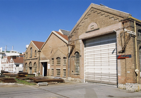 Vue de trois quarts des pignons des ateliers de métallurgie. © Région Bourgogne-Franche-Comté, Inventaire du patrimoine