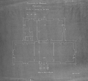 Pavillon du concierge et des aides. Plan du rez-de-chaussée, 1er quart 20e siècle. © Région Bourgogne-Franche-Comté, Inventaire du patrimoine Pavillon du concierge et des aides. Plan du rez-de-chaussée, 1er quart 20e siècle. © Région Bourgogne-Franche-Comté, Inventaire du patrimoine