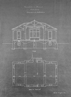 Université de Besançon. Observatoire. Bâtiment de la bibliothèque. Coupe [et] Plan du sous-sol, 1ère moitié 20e siècle ? © Région Bourgogne-Franche-Comté, Inventaire du patrimoine