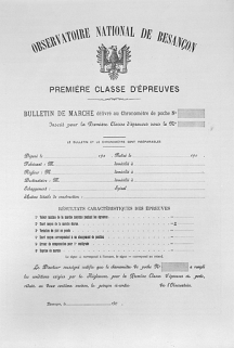 [Bulletin de marche d'un chronomètre de poche, première classe d'épreuves], entre 1900 et 1904. © Région Bourgogne-Franche-Comté, Inventaire du patrimoine