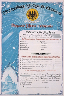[Bulletin de marche d'un chronomètre de poche, première classe d'épreuves], 1ère moitié 20e siècle. © Région Bourgogne-Franche-Comté, Inventaire du patrimoine