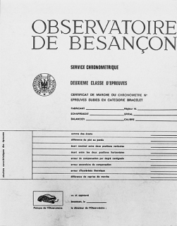 [Certificat de marche d'un chronomètre de poche, deuxième classe d'épreuves], 2e moitié 20e siècle. © Région Bourgogne-Franche-Comté, Inventaire du patrimoine
