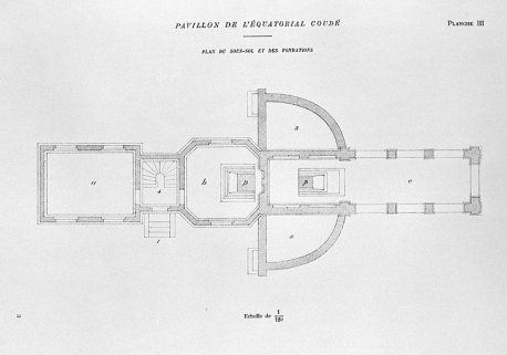 Pavillon de l'équatorial coudé. Plan du sous-sol et des fondations, 1892. © Région Bourgogne-Franche-Comté, Inventaire du patrimoine