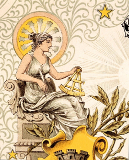 [Bulletin de marche d'un chronomètre de poche, deuxième classe d'épreuves : détail de la déesse à l'astrolabe], 1ère moitié 20e siècle. © Région Bourgogne-Franche-Comté, Inventaire du patrimoine