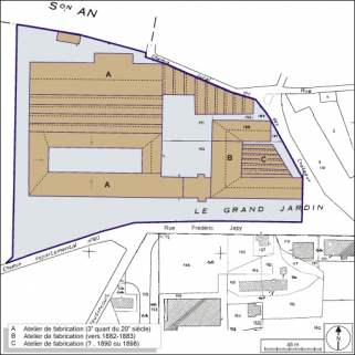Plan-masse et de situation. Extrait du plan cadastral, 1984, section AL, 1:1000 réduit à 1: 1500. © Région Bourgogne-Franche-Comté, Inventaire du patrimoine