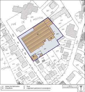 Plan-masse et de situation. Extrait du plan cadastral, 2000, section BK, 1:1000. © Région Bourgogne-Franche-Comté, Inventaire du patrimoine